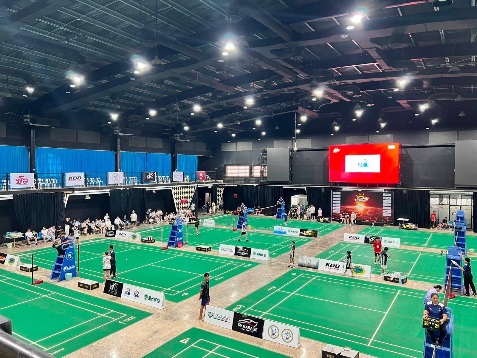 Lanexang Badminton Center with the big screen